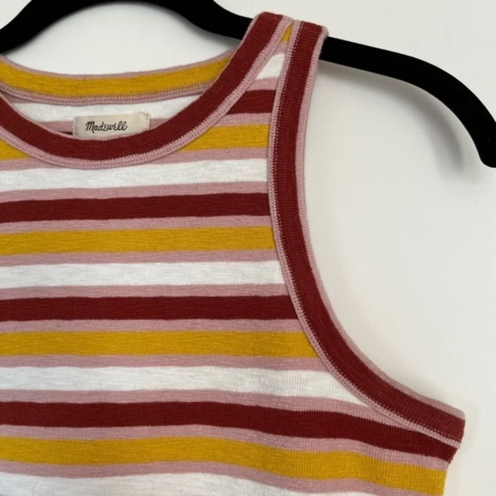 Madewell Pink, Red, Marigold and White Striped Westville Tank Top Size Small